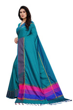 Thumbnail for Vamika Rama Green Cotton Silk Weaving Saree (Binita Rama)