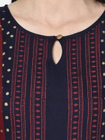 Thumbnail for Aniyah Rayon Navy Blue Color Block Print Anarkali kurta (AN-177K)