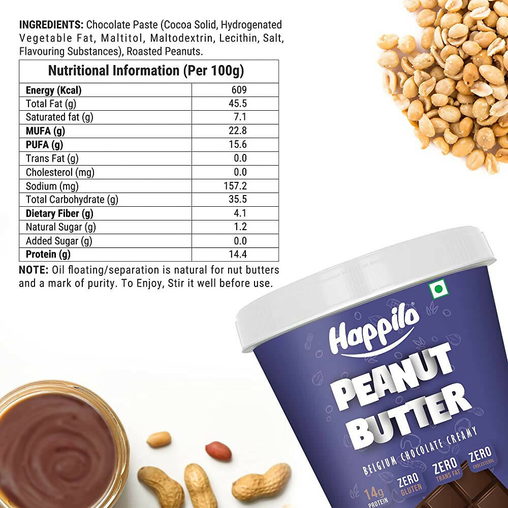 Happilo Belgium Chocolate Peanut Butter Creamy - Distacart