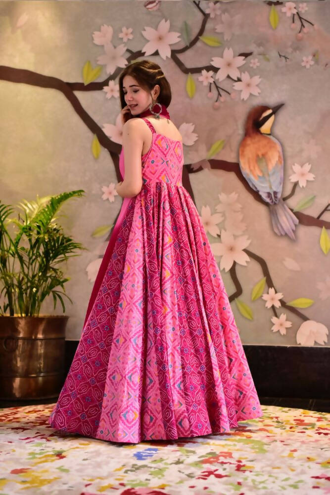 Partywear Designer Light Coral Pure Maslin Gown - Anbazaar - Distacart