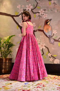 Thumbnail for Partywear Designer Light Coral Pure Maslin Gown - Anbazaar - Distacart