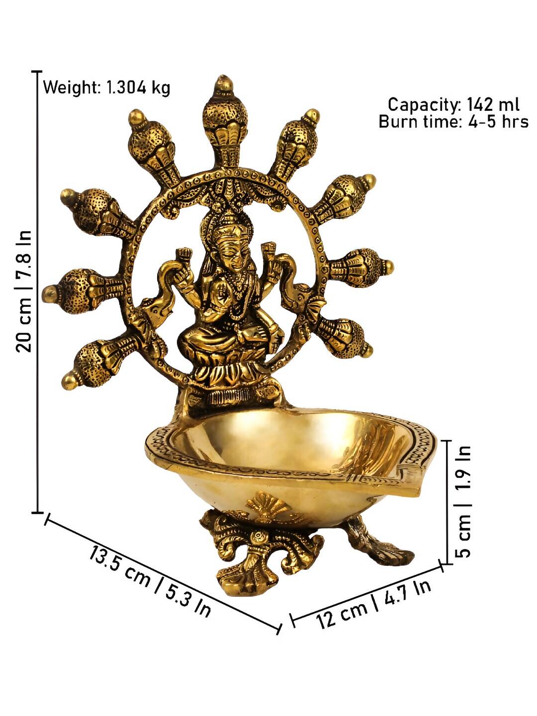 Spillbox Gold-Toned Brass Gajalakshmi Diya Pooja Essential - Distacart