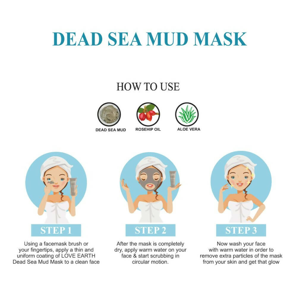 Love Earth Dead Sea Mud Mask with Argan Oil and Rosehip Oil - Distacart