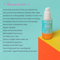 Thumbnail for Natural Vibes Vitamin C Sunscreen SPF 50 + - UVA/UVB rays, Blue Light & Pollution Protection - Distacart
