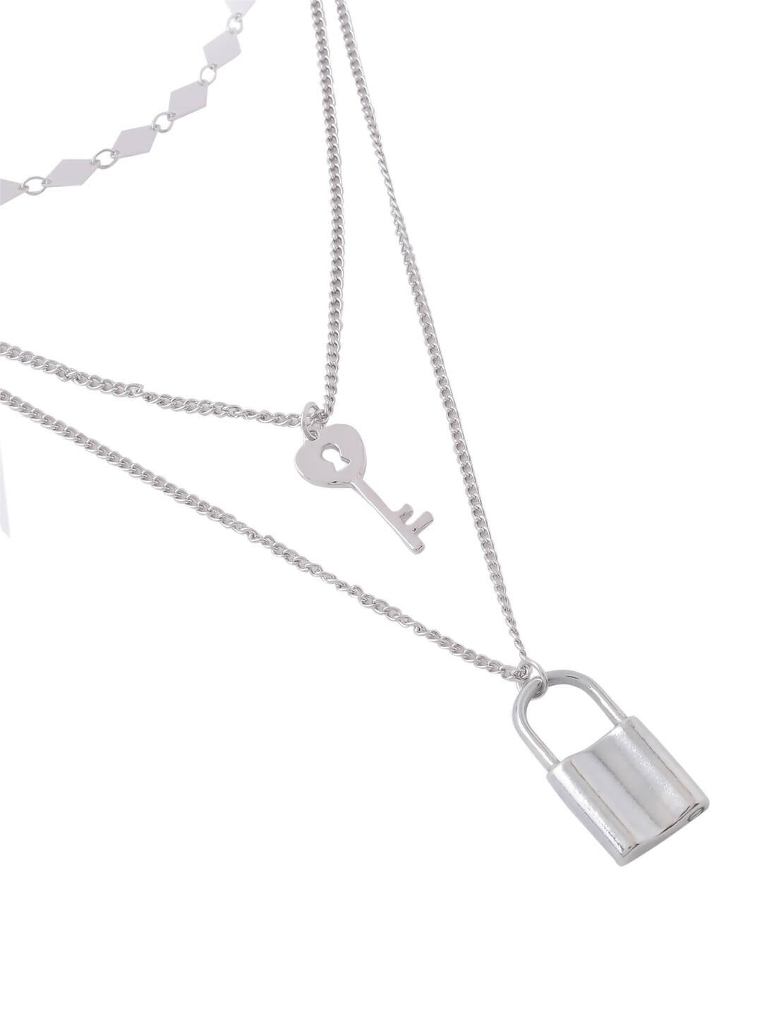 NVR Women's 3 Layered Silver-Plated Minimal Layered Necklace - Distacart