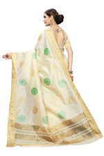 Thumbnail for Vamika Cream Cotton Polyester Silk Weaving Saree