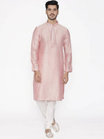 Thumbnail for Manyavar Men Pink & White Self Design Kurta with Pyjamas - Distacart