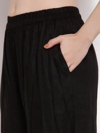 Thumbnail for Myshka Women Black Regular Pure Cotton Kurta With Palazzos & Dupatta - Distacart