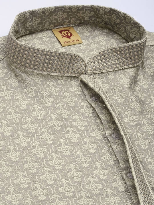 Manyavar Men Grey Jacquard Kurta with Churidar - Distacart