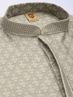 Thumbnail for Manyavar Men Grey Jacquard Kurta with Churidar - Distacart
