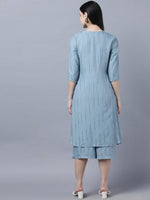 Thumbnail for Myshka Stylish Grey Viscose 3/4 Sleeve Women's Kurta Palazzo Set - Distacart