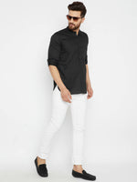 Thumbnail for Even Apparels Black Pure Cotton Men's Kurta With Band Collar - Distacart