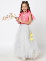 Thumbnail for Lil Drama Girls Choli With Ghaghra Set - Pink - Distacart