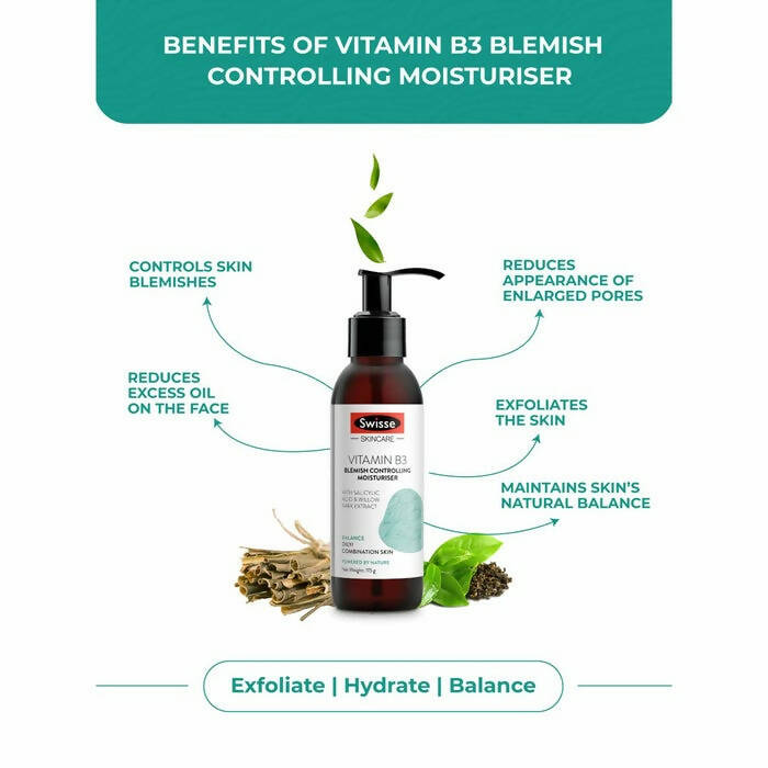 Swisse Skincare Vit B3 Blemish Moisturiser With Green Tea & Willow Bark Extract - Distacart