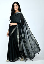 Thumbnail for Mominos Fashion Moeza Bhagalpuri Handloom Silk Black Saree