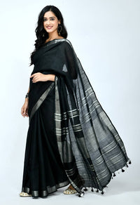 Thumbnail for Mominos Fashion Moeza Bhagalpuri Handloom Silk Black Saree