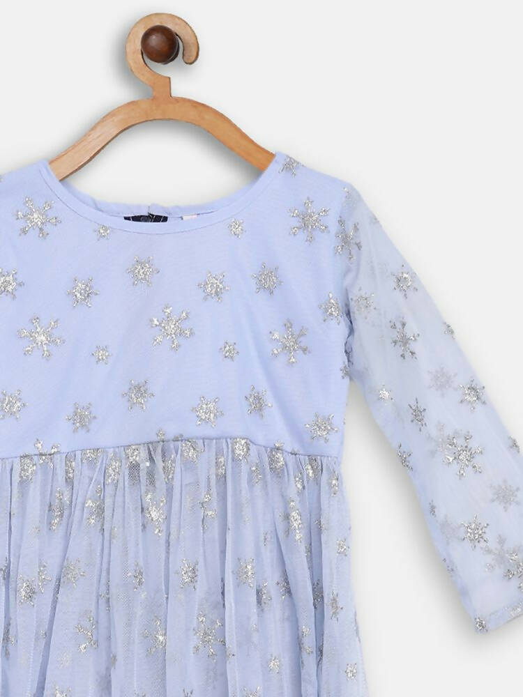 Ahalyaa Blue Net Kids Kurta Palazzo Sets For Girls - Distacart