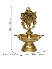 Thumbnail for eCraftIndia Gold-Toned Chakra Handcrafted Brass Diya With 5 wicks - Distacart