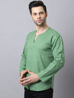 Thumbnail for Even Apparels Green Pure Cotton Round Neck Slit Men's Kurta - Distacart