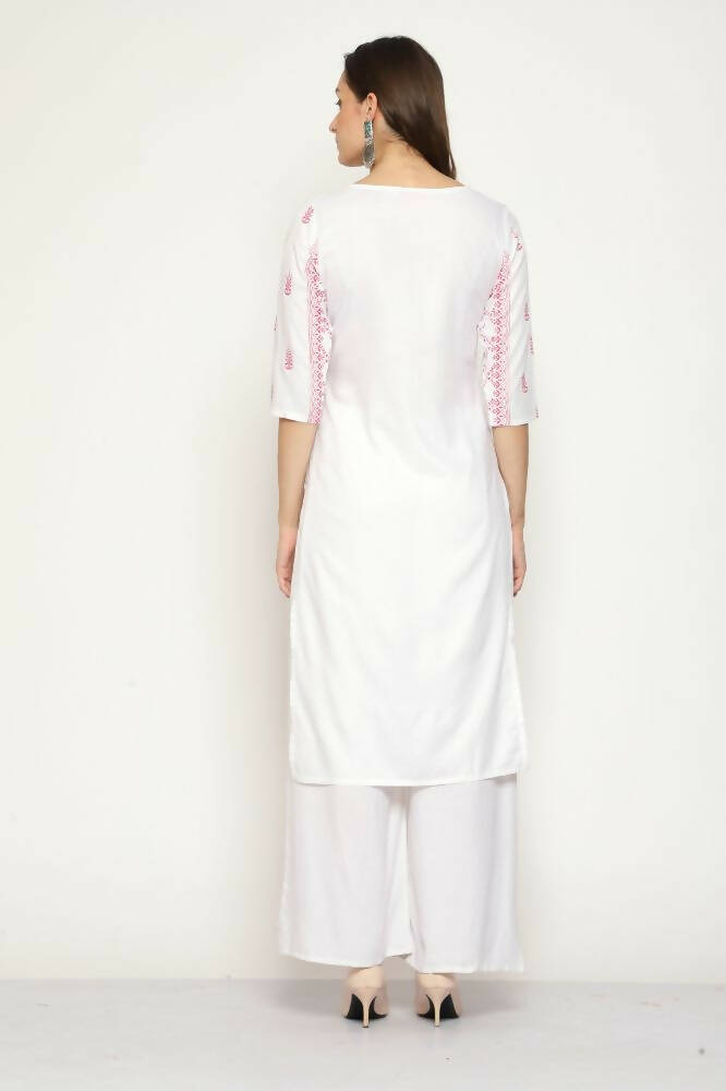 Maai Rayon Hand Printed Kurta Off-White - Distacart