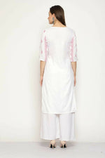 Thumbnail for Maai Rayon Hand Printed Kurta Off-White - Distacart