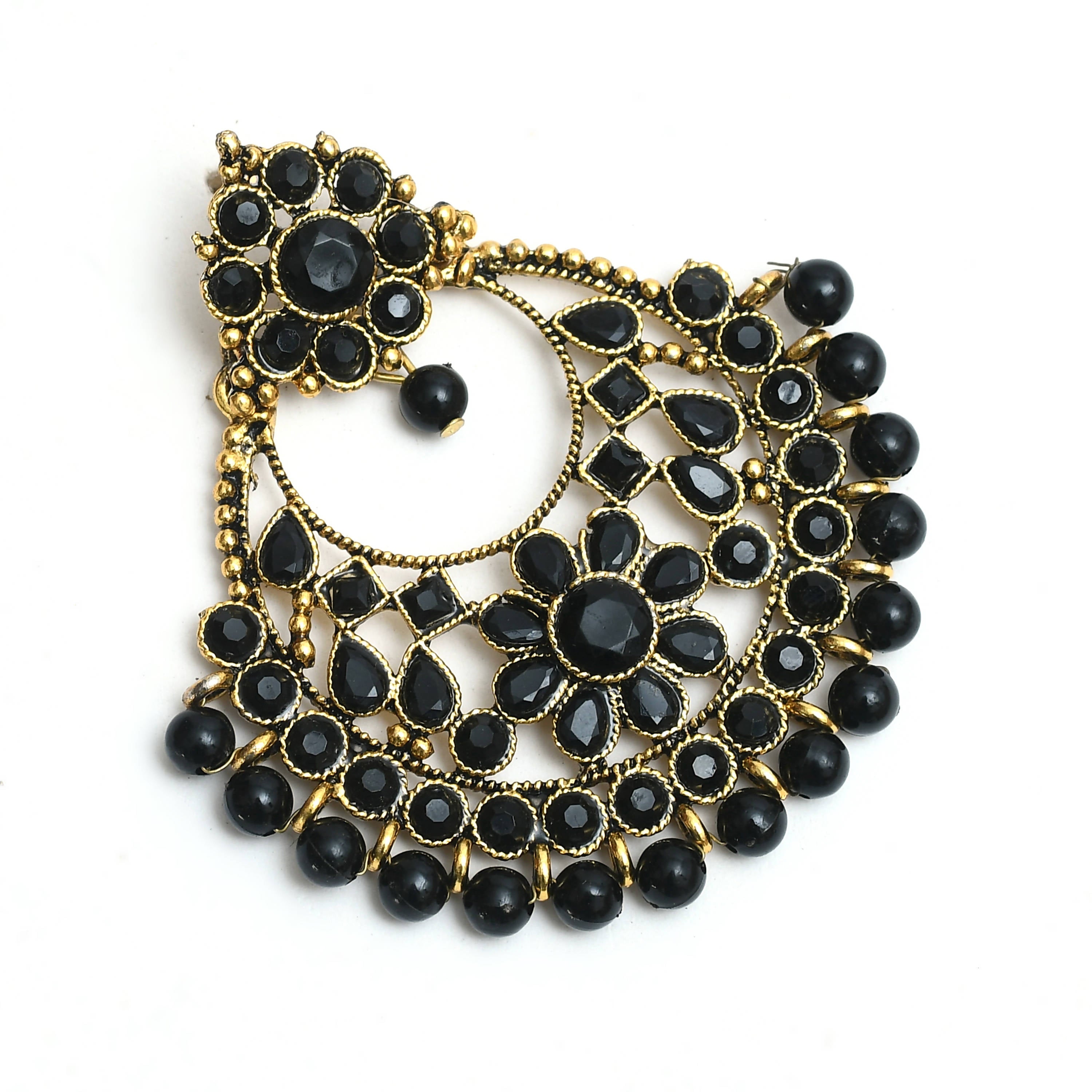Mominos Fashion Johar Kamal Golden And Black Beaded Earrings - Distacart