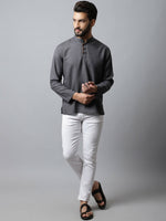 Thumbnail for Even Apparels Grey Color Pure Cotton Men's Kurta With Side Placket (SLD1202) - Distacart