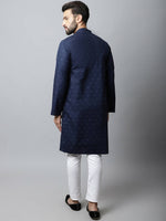 Thumbnail for Even Apparels Navy blue Color Pure Cotton Men's Kurta With Band Collar (PRT1184) - Distacart