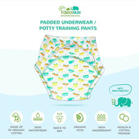 Thumbnail for Kindermum Cotton Padded Pull Up Training Pants/Padded Underwear For Kids Peachy Star & Green Car-Set of 2 pcs - Distacart