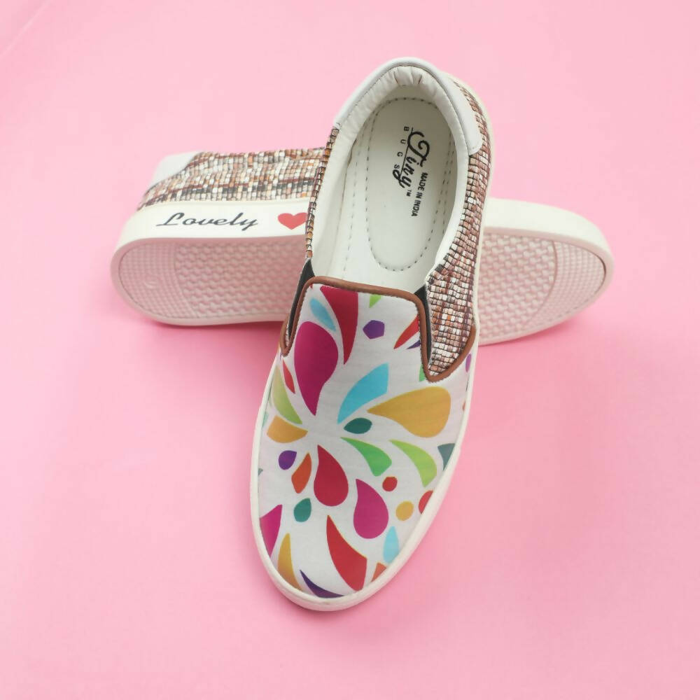 Tiny Bugs Girls Multi Printed Slip Ons Sneakers - White - Distacart