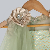 Thumbnail for Pink Cow Fashions Zig-Zag Printed Ghagra Choli With Frill Strips - Distacart