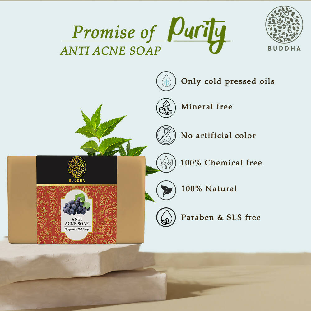 Buddha Natural Anti Acne Soap - Fights Acne Pimple, Breakouts, Blemish, Blackheads - Distacart