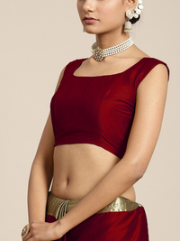 Thumbnail for Saree Mall Maroon & Gold-Toned Zari Silk Blend Uppada Sarees - Distacart