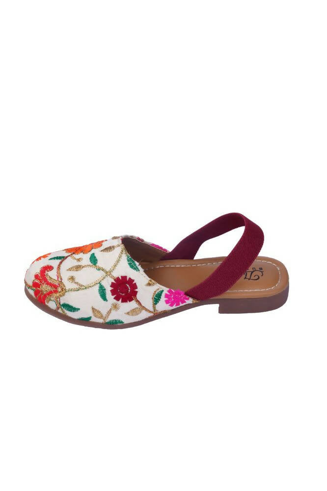 Tiny Bugs Girls Embroidered Strap Ethnic Jutis-Beige - Distacart