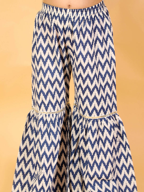 Lil Drama Girls Top With Sharara Set - Blue - Distacart