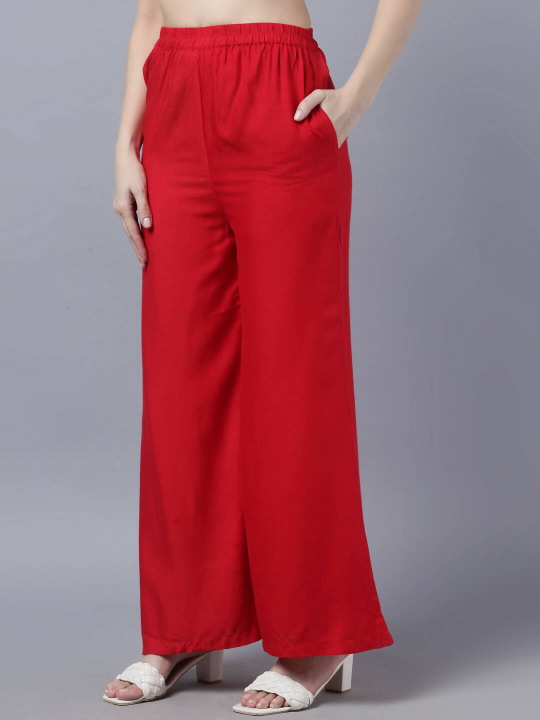 Myshka Women Red High Slit Kurta with Palazzos With Dupatta - Distacart