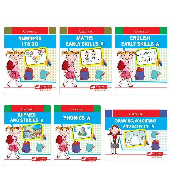 Cardinal Fun Learning Nursery Activity Books Set of 6|Number| Rhymes & Story| Phonic| English & Maths| Colouring Book for Kids Ages 3-4 Years - Distacart