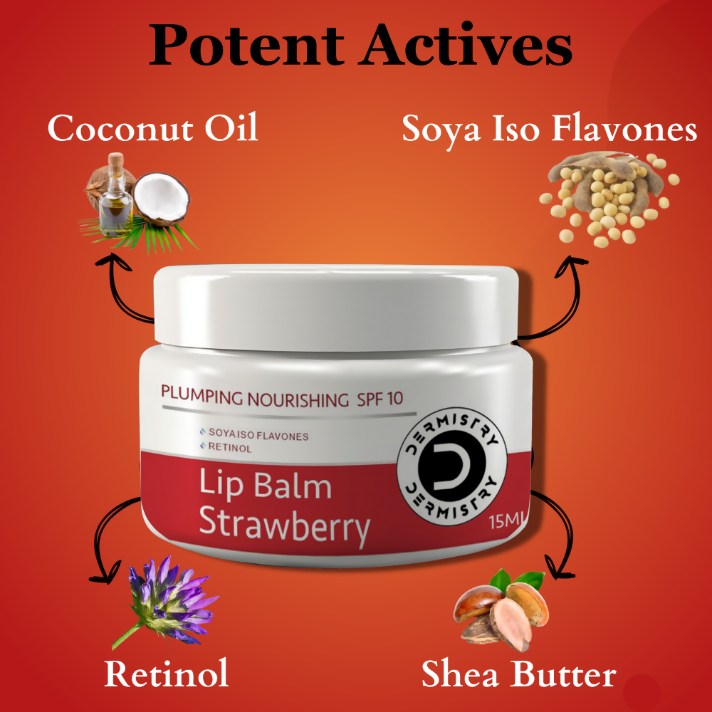 Dermistry Strawberry Lip Care Tint Balm Plumping Nourishing Retinol SPF 10 for Glossy Lips - Distacart