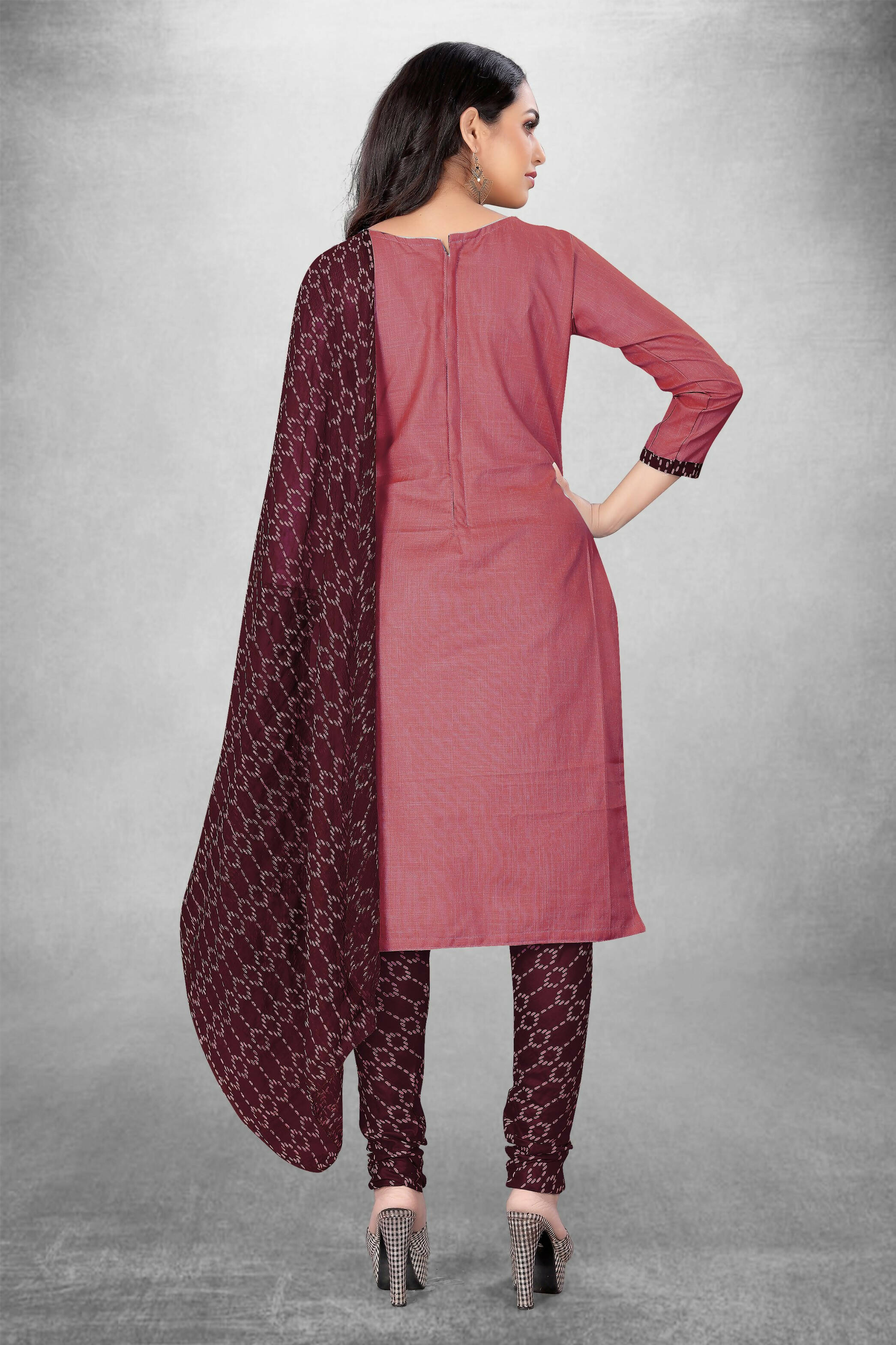 Pink Cotton Printed Unstitched Dress Material - Amara - Distacart