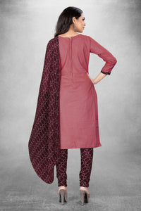 Thumbnail for Pink Cotton Printed Unstitched Dress Material - Amara - Distacart