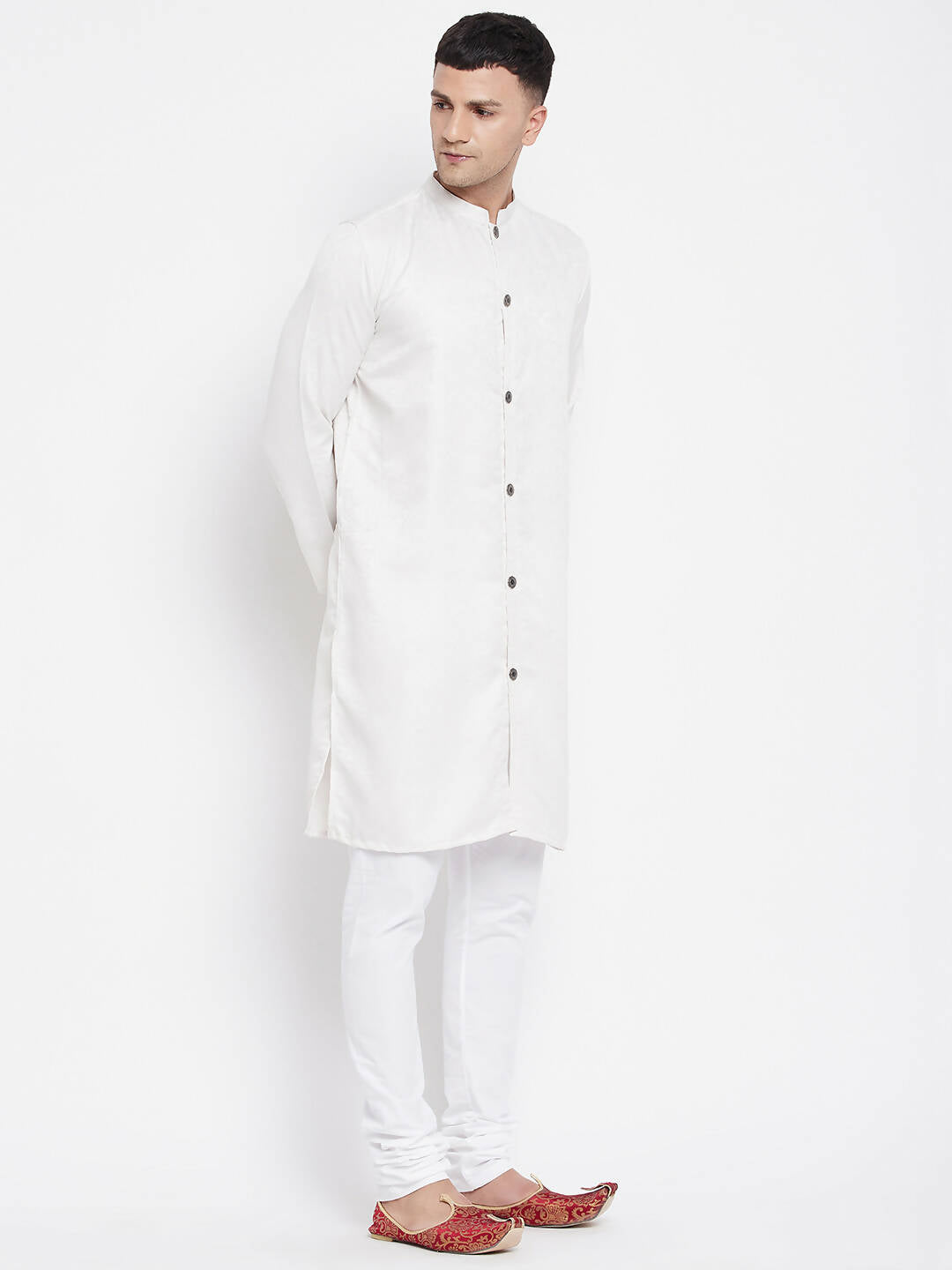 Even Apparels White Rayon Men's Sherwani Kurta With Open Front - Distacart