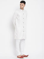 Thumbnail for Even Apparels White Rayon Men's Sherwani Kurta With Open Front - Distacart