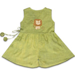 Thumbnail for Mhyssa Green V Neck Short Jumpsuit With Front Overlap Tie-Up For Kids - Distacart