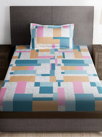 Thumbnail for Story@home Arena Grey & White Printed 180 TC Bedsheet & Pillow Covers - Distacart
