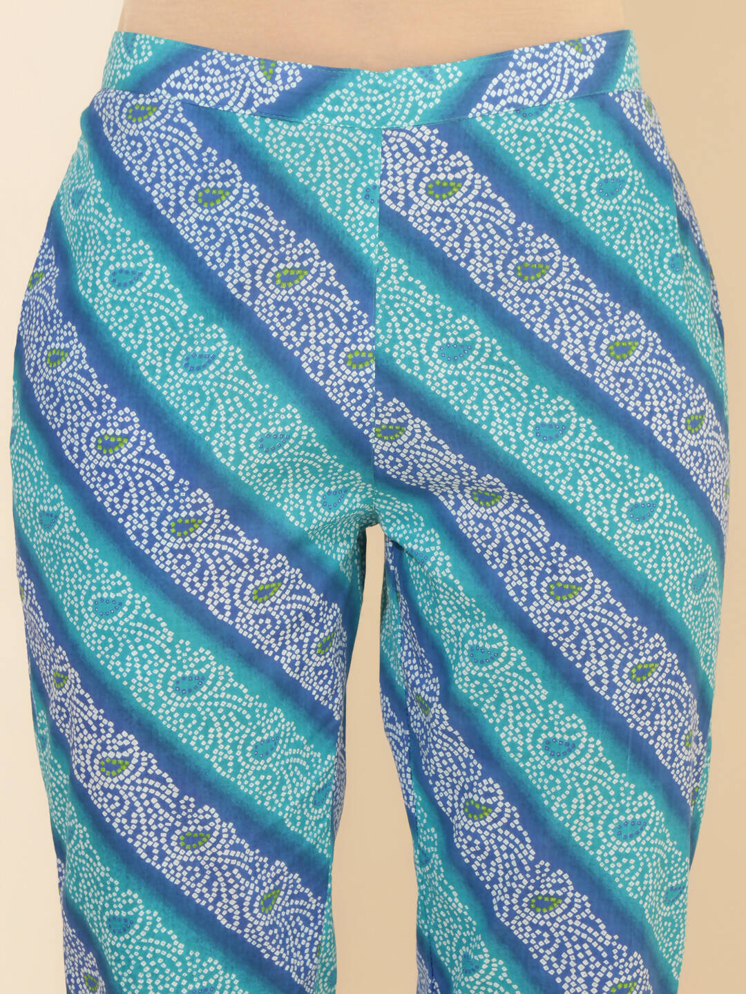 Janasya Women's Blue Cotton Bandhani Printed Casual Angrakha Co-ords - Distacart