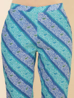 Thumbnail for Janasya Women's Blue Cotton Bandhani Printed Casual Angrakha Co-ords - Distacart