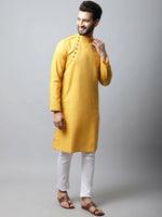 Thumbnail for Even Apparels Yellow Color Pure Cotton Men's Kurta With Side Placket (SLD1130) - Distacart