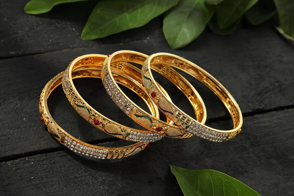 Mominos Fashion Kamal Johar AD Golden Bangles Set