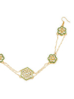 Thumbnail for Gold-Plated White Kundan-Studded Pearl Beaded Hair Band - Ruby Raang - Distacart