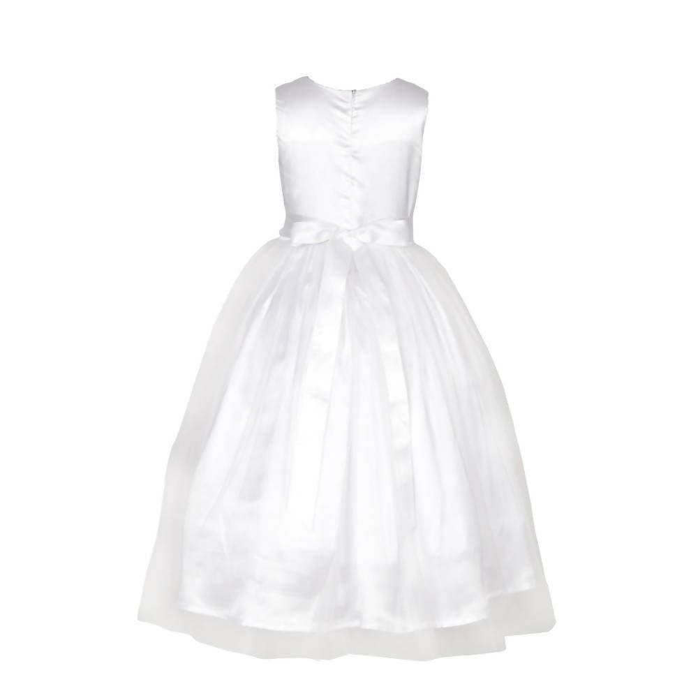 Asmaani Baby Girl's White Satin A-Line Maxi Full Length Dress (AS-DRESS_22001) - Distacart